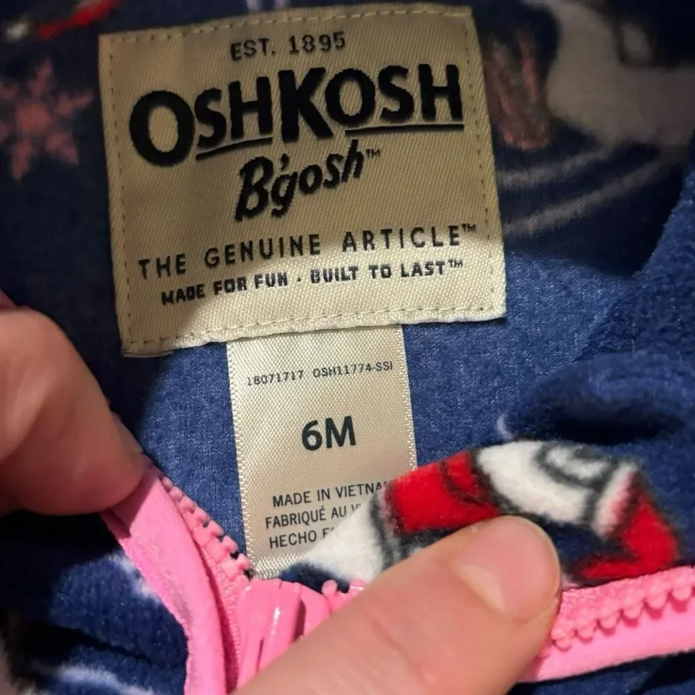 Oshkosh 6m Christmas Santa Pullover Soft Fleece Jacket